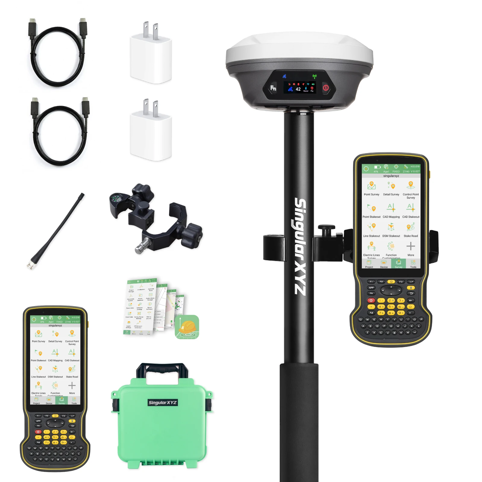 

SingularXYZ E1 Pro Screen GNSS Receiver RTK Rover 60° Tilt IMU Enabled Rover with 1cm Precision Land Survey Equipment