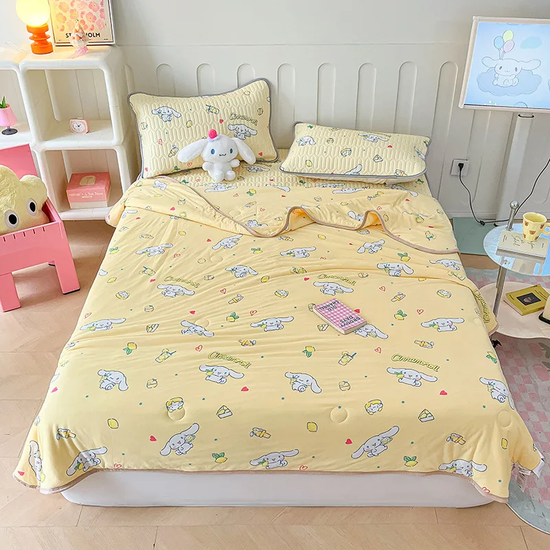 Hello Kitty Kuromi Anime Cool Quilt Cover cobertor de cama macia, tapete bonito de desenhos animados Cinnamoroll, Kawaii Sanrio presentes para crianças, verão