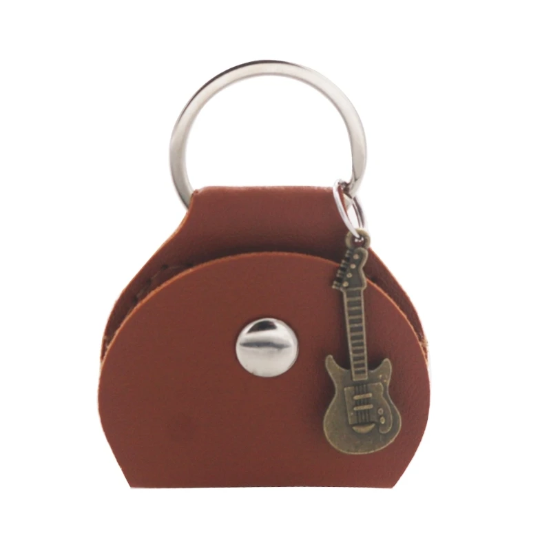 Guitar Pick Holder Keychain PU Leather Guitar Pick Case Guitar Plectrums Bag