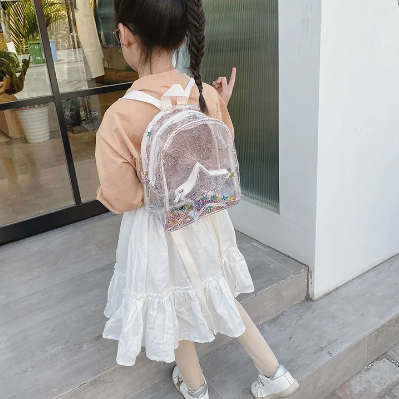Cute PVC School Book Bags for Kids New Style Children Mini Backpack Girl Boy Clear School Backpack Baby Beach Bag Travel Bag