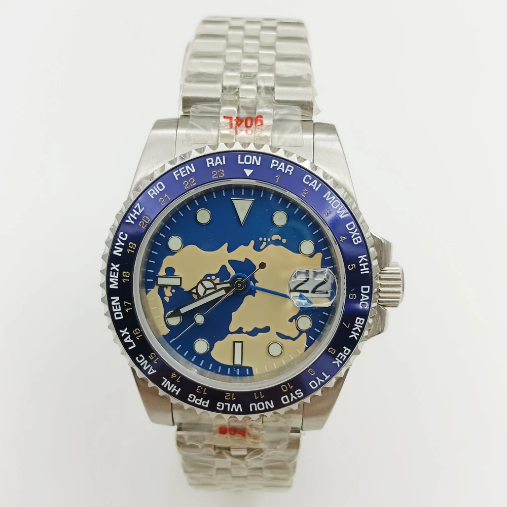

DEBERT 40MM Green Luminous NH34 GMT Automatic Watch For Men Case Black Blue Red Alloy Bezel Sapphire Glass