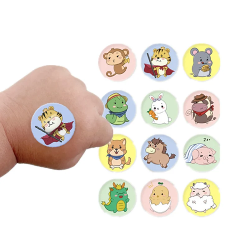 120pcs/set Cartoon Round Band Aid  First Aid Strips Children Vaccination Wound Patch Adhesive Bandages Kawaii Plasters