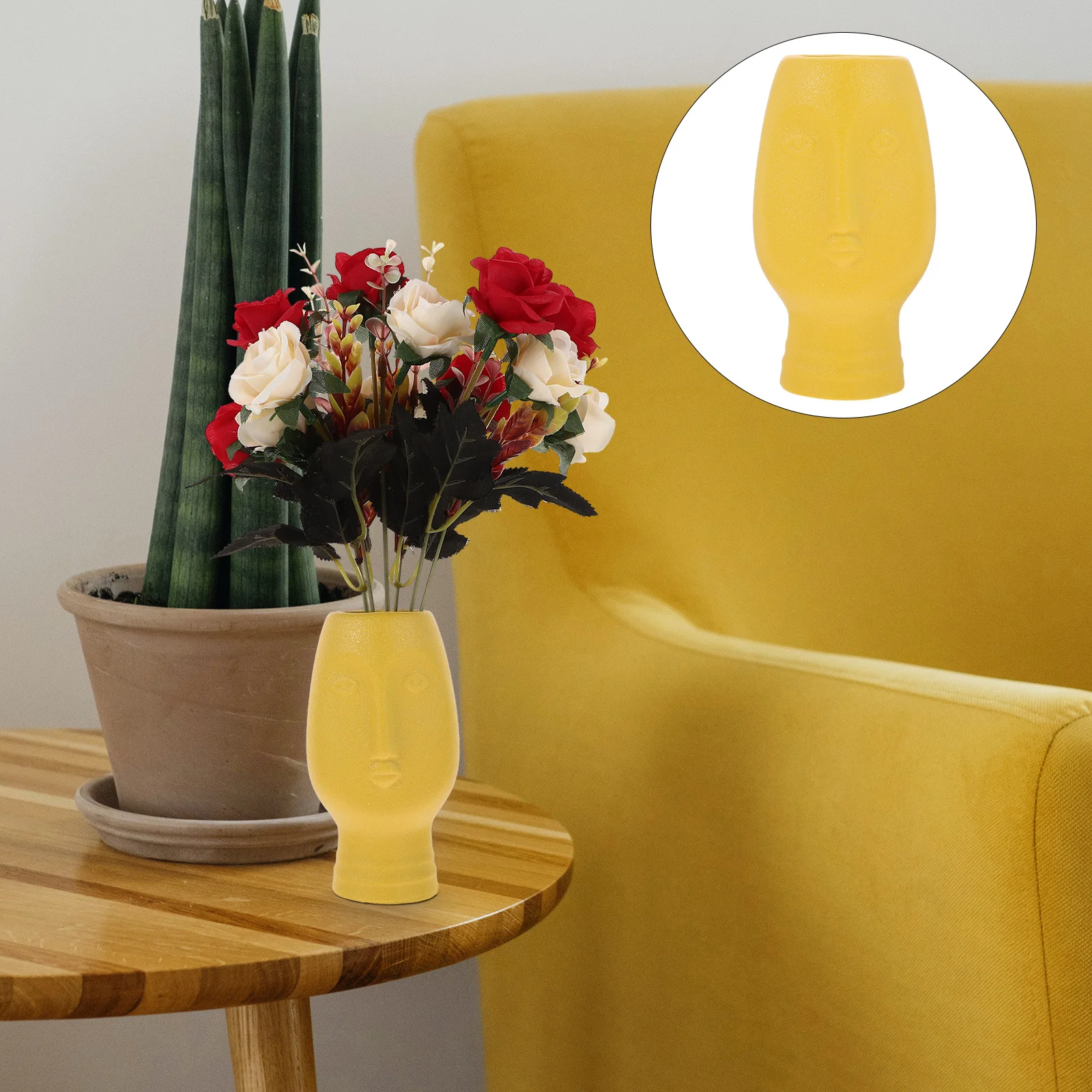 

Abstract Face Ceramic Vase Vintage Style Flower Arrangement Vase for Living Room Hotel Balcony Decor Creative Planter Gift Idea