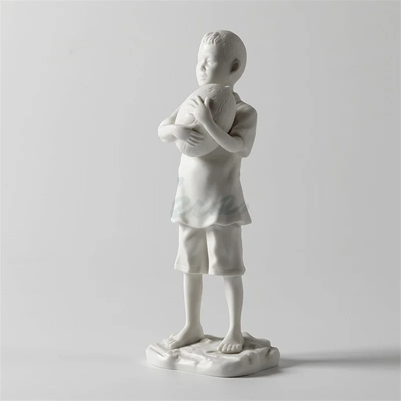 CREATIVE UNGLAZED SCRUB CERAMIC ORIENTAL CHILDREN ART SCULPTURE KIDS FIGURE STATUE CRAFT HOME DECORATION BIRTHDAY GIFT R3399