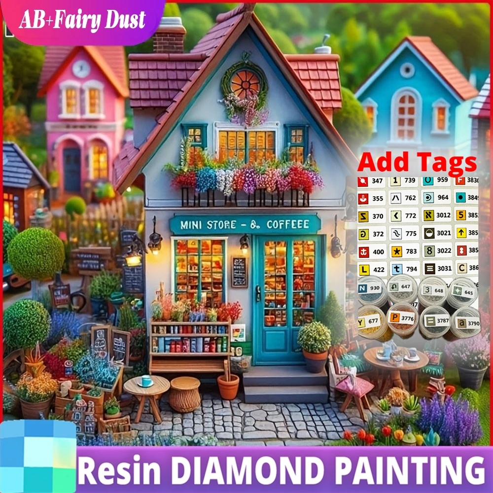 

Resin AB Fairy Dust Full Square Round Drill Diamond Painting House Garden Diamond Mosaic Landscape Art Decorative Paintings