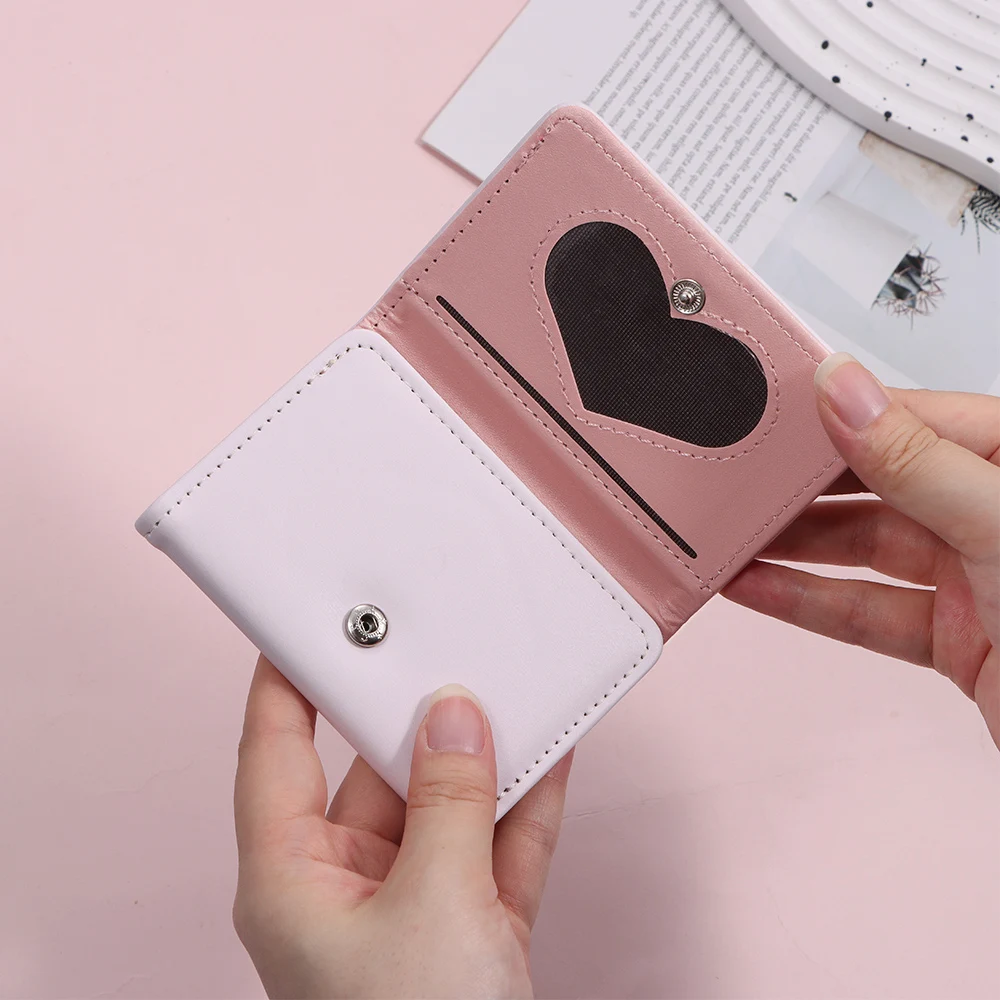 Fashion Kawaii Cat Print Short Wallet Foldable Multipurpose Money Bag Pink PU Leather Credit Card Holder Women Girl Travel