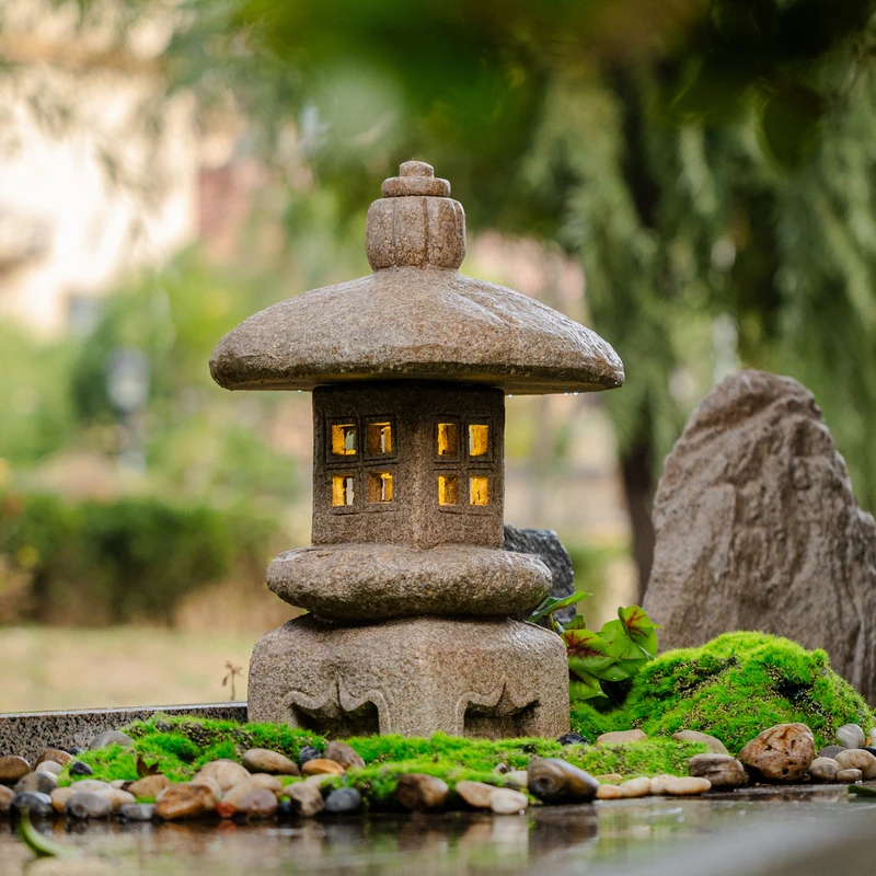 

Antique Chinese solar garden palace lamp plug-in stone lamp outdoor lawn villa landscaping decoration ornament