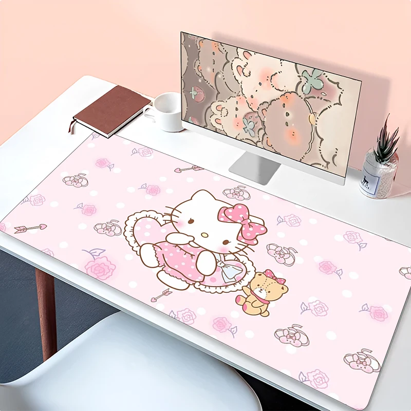 

Large Gaming Pink Mouse Pad Laptop Accessories Sanrio Kawaii Keyboard Rug Computer Hello Kitty Cat Gamer Mousepad Cute Desk Mat