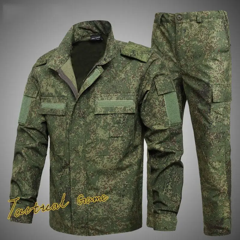 Russian Green Men\'s Camouflage Tactical Outdoor Clothing Training Uniform Equipment Jacket Trousers Set