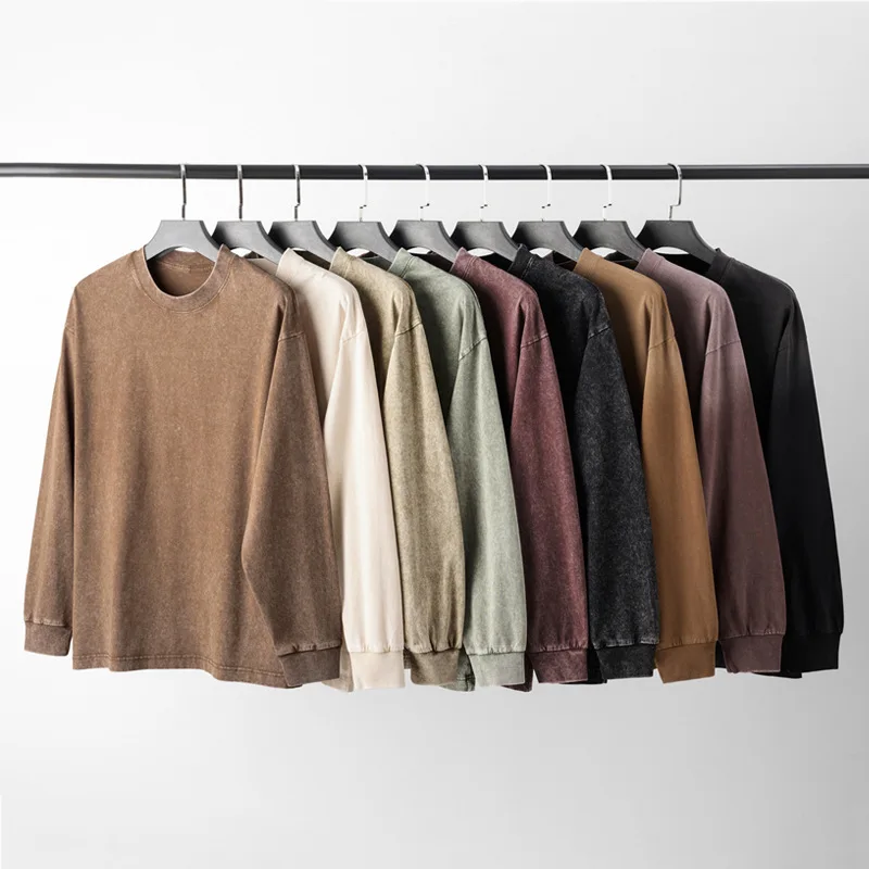 

Men's women Long Sleeve T Shirt Solid Color sweater High Street Autumn Winter pullover Couples Inner Wear Base Layer