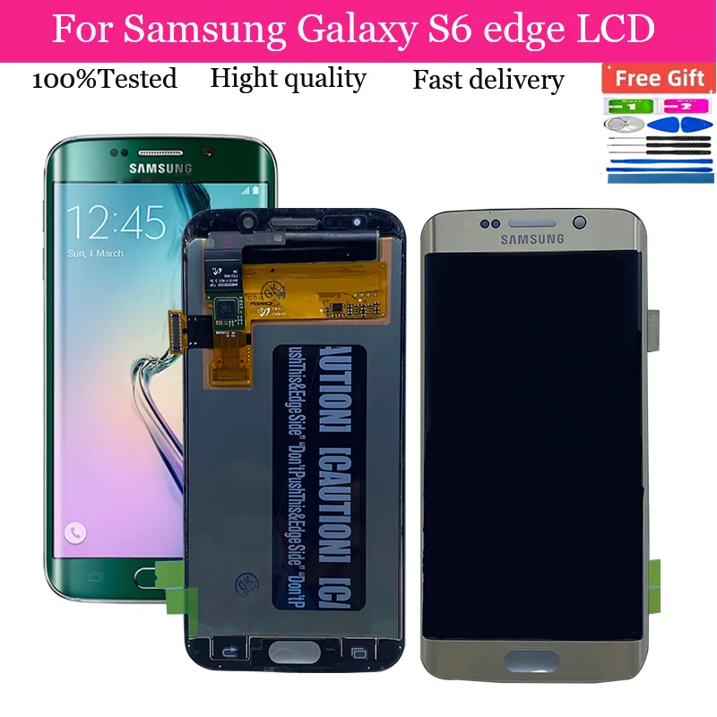 

ЖК-дисплей Super AMOLED для SAMSUNG Galaxy S6 edge, сенсорный экран с дигитайзером G925, G925I, G925F, сенсорный экран, запасные части с рамкой