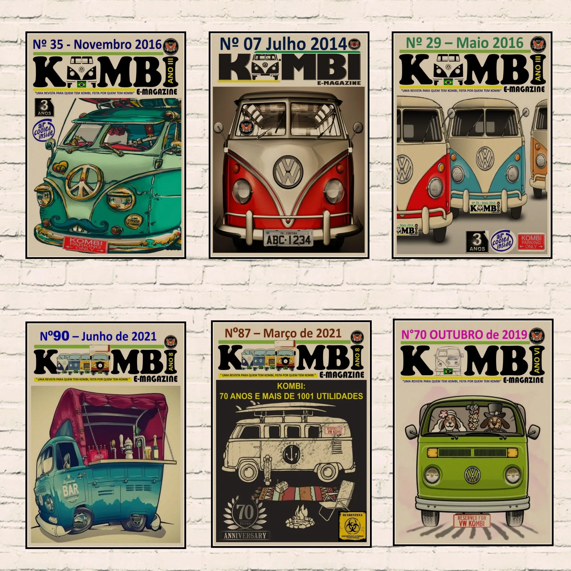 Vintage Classic Volkswagen Car VW Type Mini Bus Retro Poster Retro Kraft Paper Bar Cafe Posters Home Decor Painting Wall Sticker