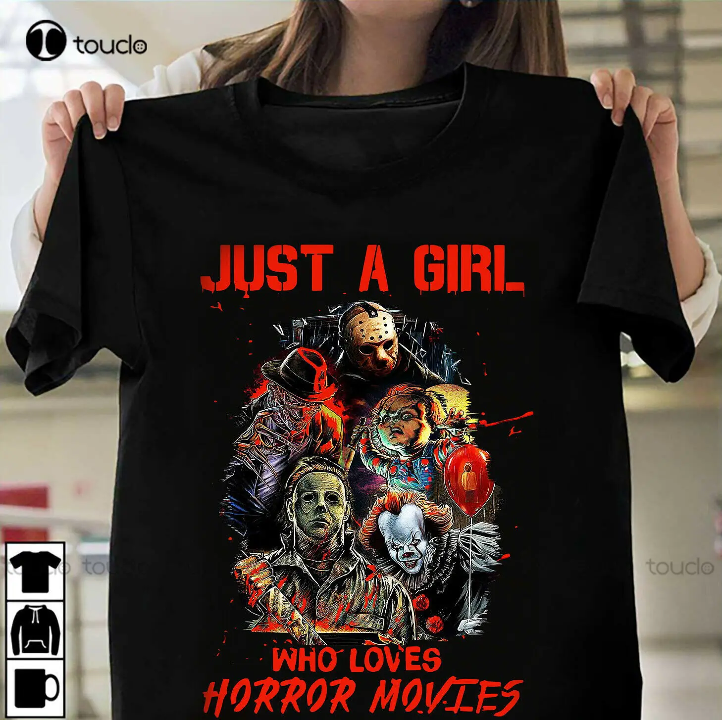 

Just A Girl Who Loves Horror Movies Halloween T-Shirt Squad Horror Scary Tee Hip Hop Shirts For Fashion Funny New Xs-5Xl