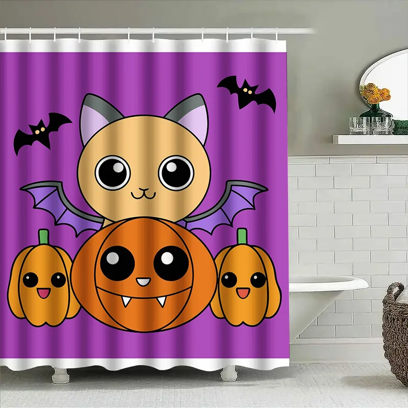 

Tuniu милый мультфильм тыква летучая мышь занавеска для душа для детей Хэллоуин детский декор для ванной комнаты