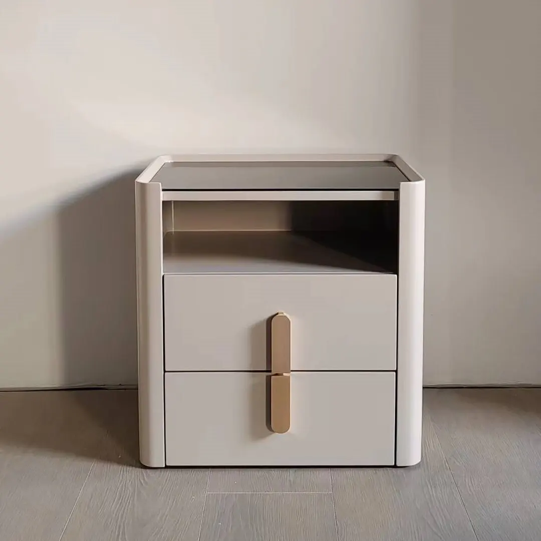 منضدة درج طاولة بجانب السرير مجموعة أثاث غرفة النوم طاولة زاوية خشبية فاخرة طاولة جانبية للسرير مع درجين