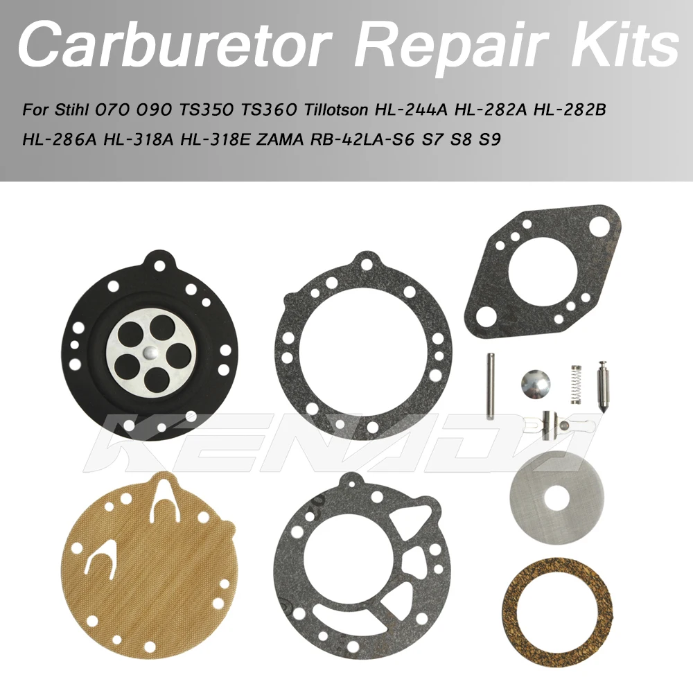 

For Stihl 070 090 TS350 TS360 Tillotson HL-244A HL-282A HL-282B HL-286A HL-318A HL-318E ZAMA RB-42LA-S6 Carburetor Repair Kits