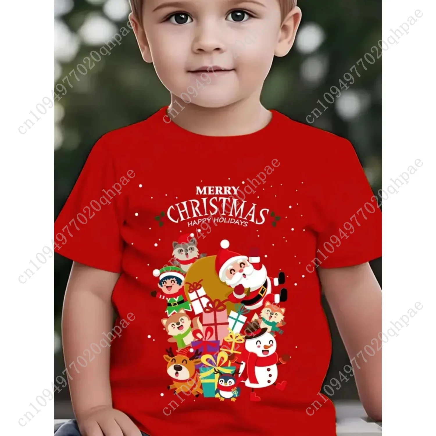 عيد الميلاد الأطفال تي شيرت سانتا كلوز طباعة فتاة الملابس لطيف الكرتون البلوز تيز الصبي بلايز ملابس الأطفال فضفاضة غير رسمية #4