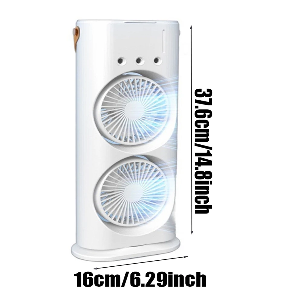 2 в 1, двойной вентилятор, трех отверстий, спрей, увлажняющий вентилятор, летний офисный домашний вентилятор воздушного охлаждения с 7 красочными ночниками, увлажнитель воздуха