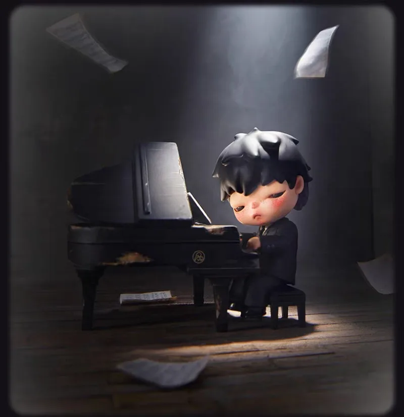 POPMART Prodotto autentico La statuetta del pianista Hirono è un regalo di compleanno o festival carino e sorprendente per gli amanti della musica