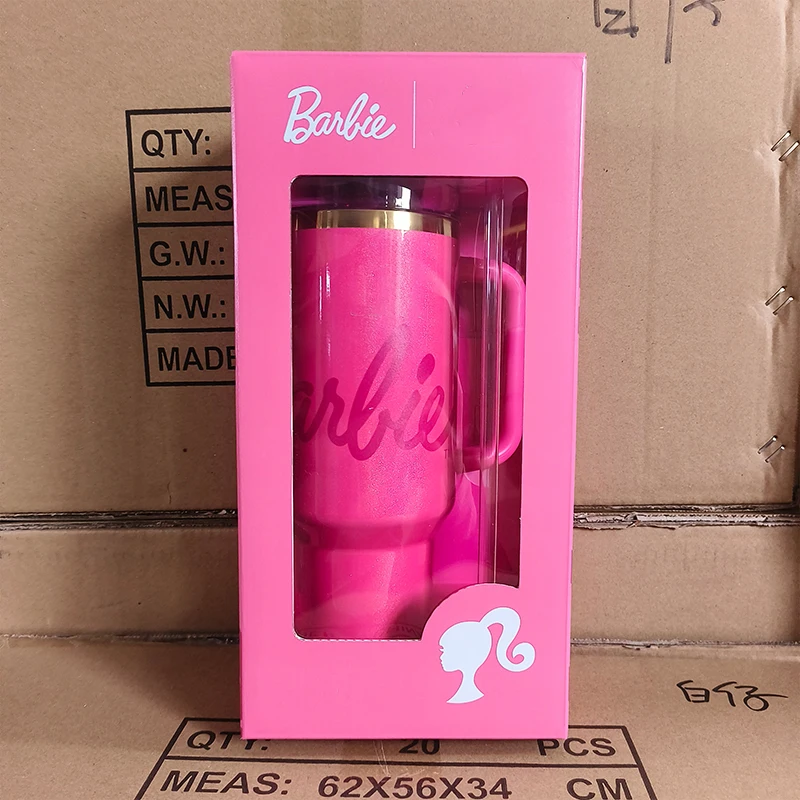 New Barbie Water Cup Bottle Handle Straw Lid Stainless Steel 40oz Vacuum Insulated Car Mug Stainless Steel Tibial Cup Gifts - Image 5