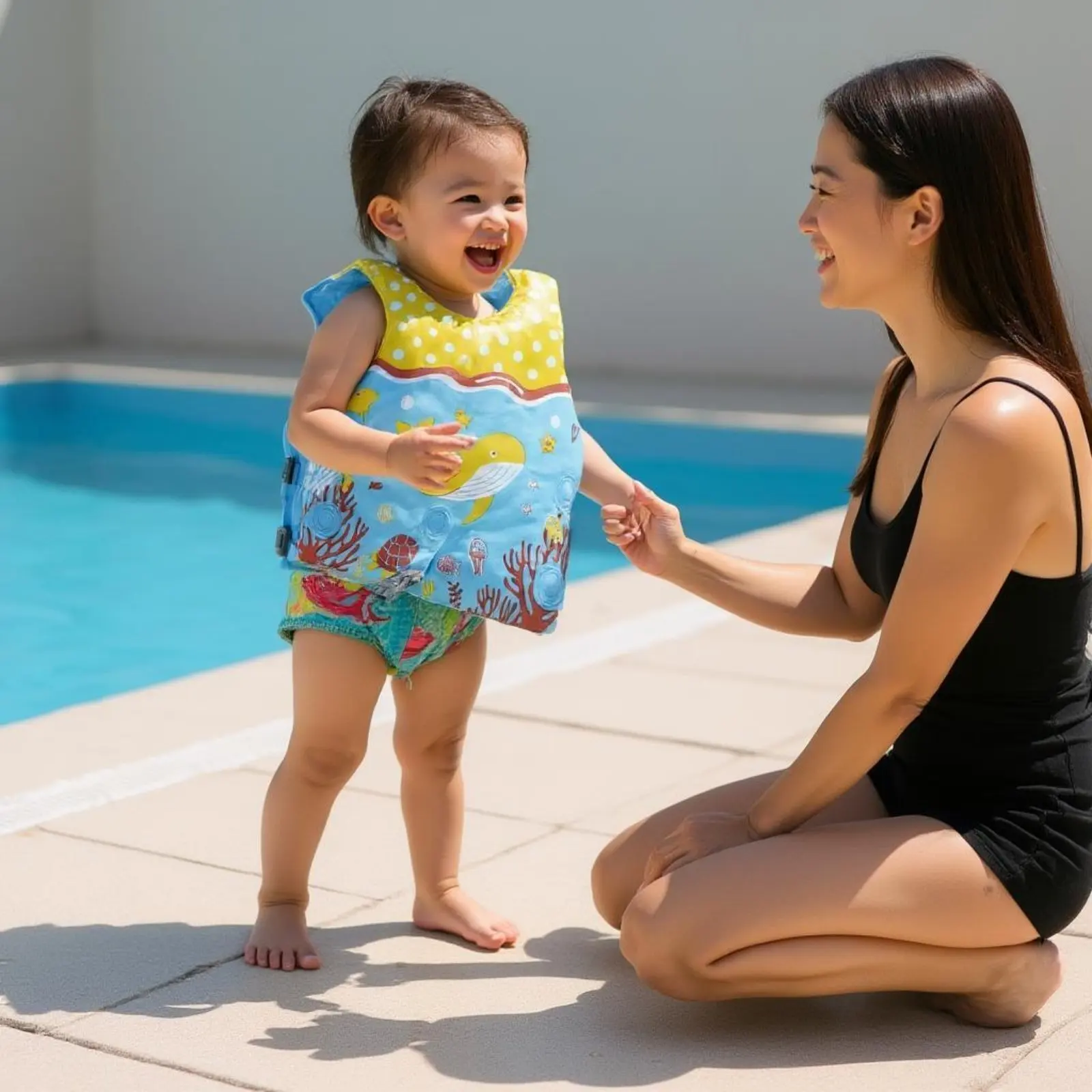 

Non-Inflatable Swim Vest Secure Zipper Children's Buoyancy Vest Kids Life Jacket Cute Cartoon Print Water Safety Gear for Beach