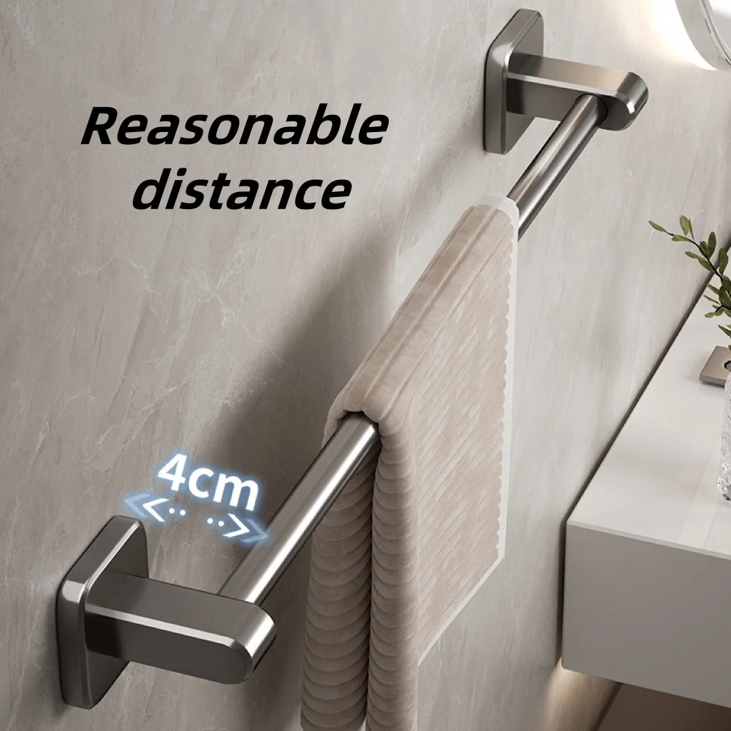 Tempat Handuk Kamar Mandi Putih Tanpa Pengeboran Rak Handuk Hitam Kamar Mandi Rak Handuk Kamar Mandi Berperekat Rel Handuk