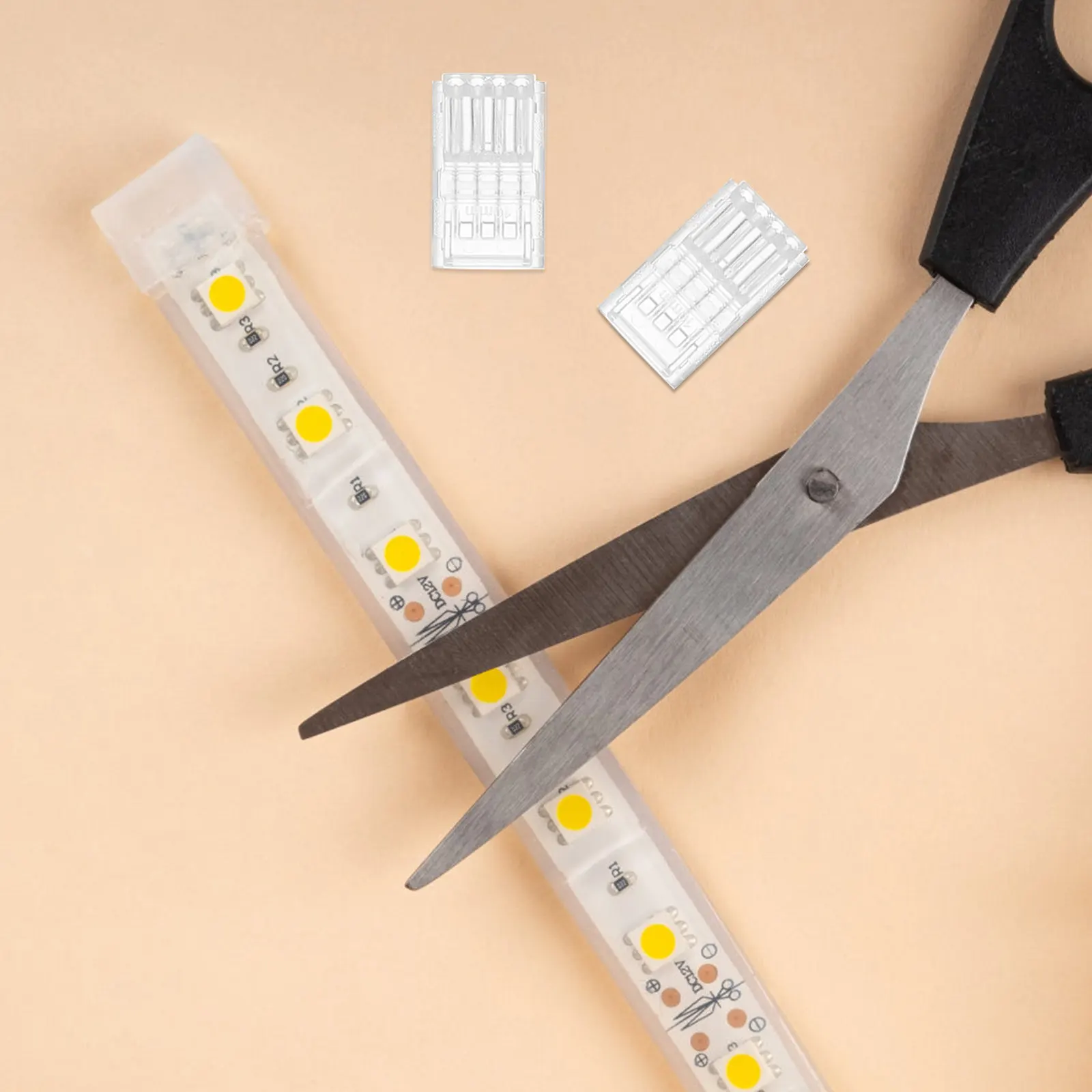 10Pcs Rgb LED Strip Connector 4 Pin 10mm Solderless Easy Install LED Light Connectors for Strip Lights Rgb Connector