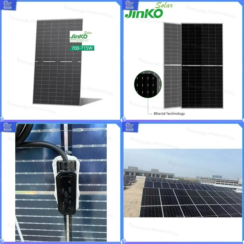 Jinke 700W Bifacial N-Type Monocrystalline Solar Panel Tier 1 PV Module High Efficiency 25-Year Warranty Solar Power System