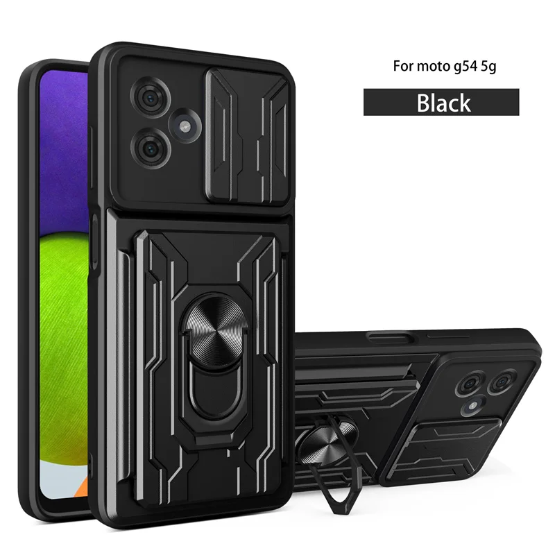 For Motorola Moto G64 5G Case Slide Camera Protect Armor Stand Phone Case For Moto G54 G 54 5G XT2343-1, XT2343-2 Back Cover