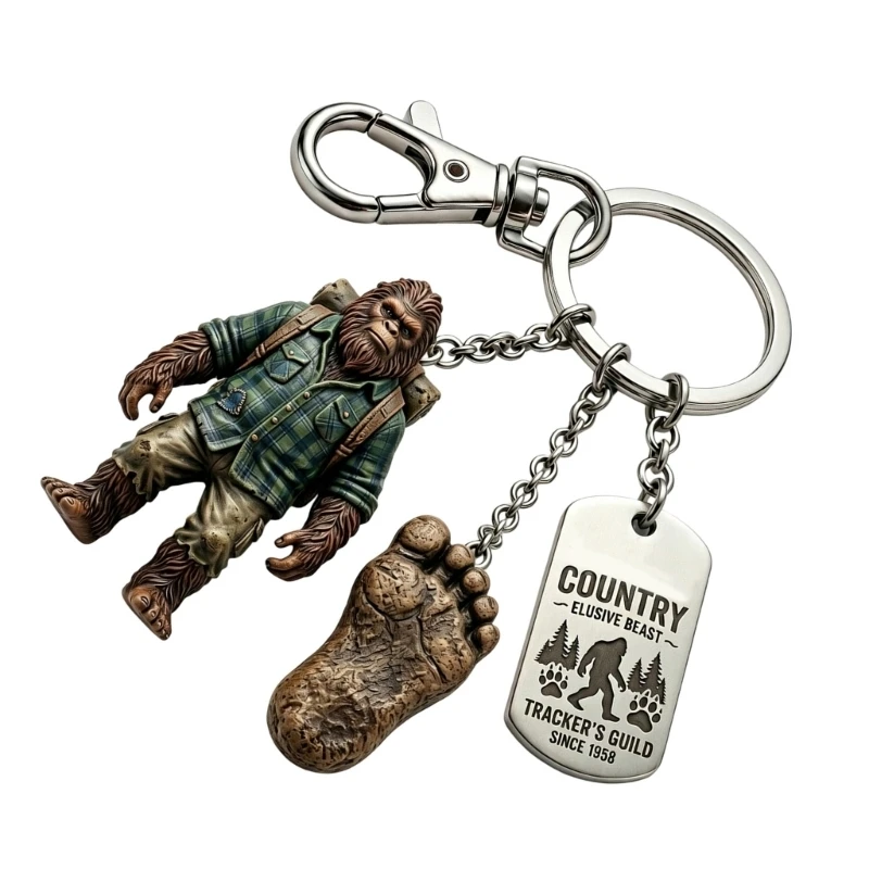 367C Explorers Inspired Sasquatches Keychain With 3D Resin Figure And Adventure Themed Charm Delicate Keyrings Adornment