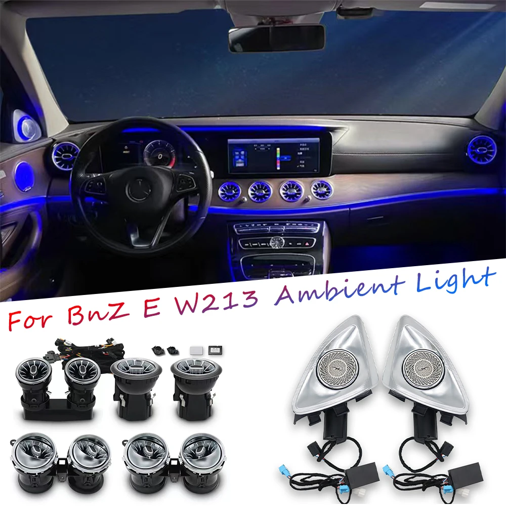 LED Ambient Light For Mercedes-Benz E W213 Dashboard Air Vent Nozzle Lamp EQS Outlet 3D Tweeter Atmosphere Lights Car Decoration