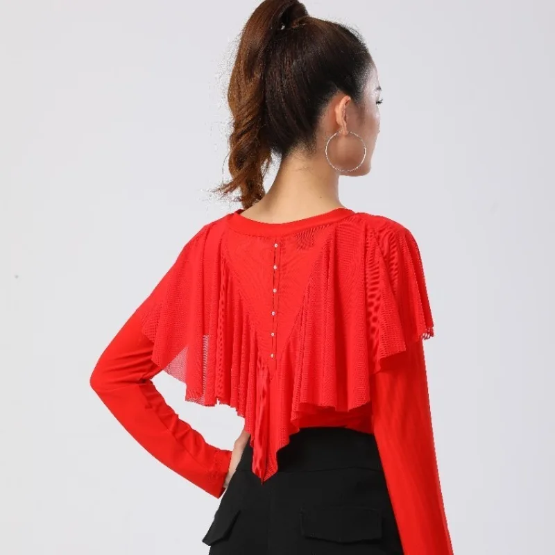 

Костюм для латинских танцев по индивидуальному заказу Gitaba Sailor, сетчатый волнистый комбинезон, современный женский тренировочный костюм для бальных танцев с длинными рукавами