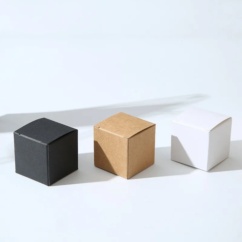 20/50pcs Multi Size Square Kraft Gift Box Black White Brown Fold Packaging Paper Box Proposal Box For Bridal Birthday Party