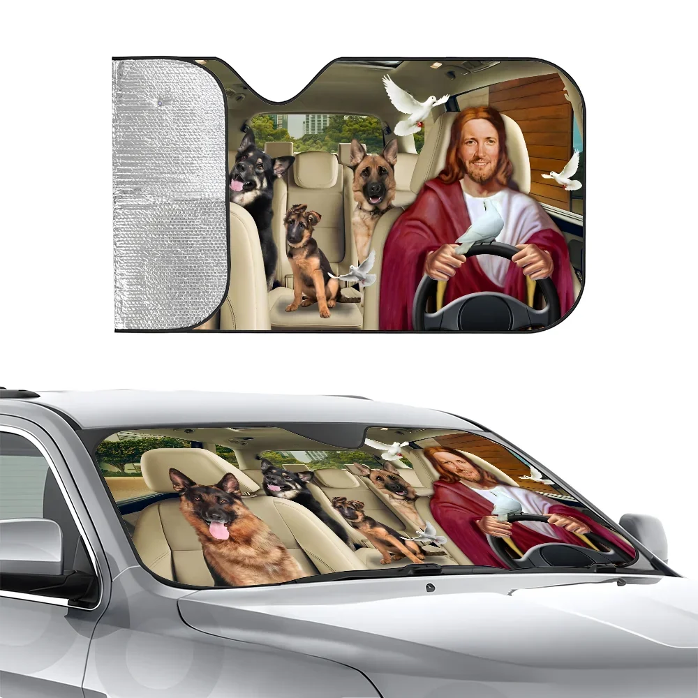 

DRIVING JESUS AND CAT автомобильный солнцезащитный козырек теплоизоляционная алюминиевая пленка лобовое стекло солнцезащитные козырьки УФ-лучи блоки автомобильный солнцезащитный козырек