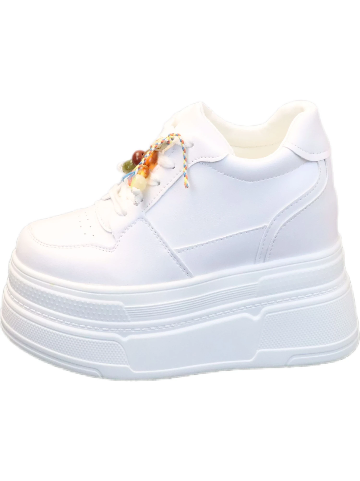Women's 12cm Platform White Sneakers - Fall/Winter Thick Sole Elevator Shoes for Petite Women Plus Size Available
