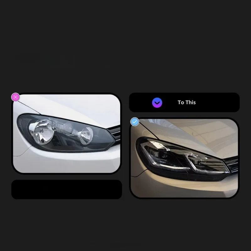 

VW Golf 6 MK6 2008-2013 Cool White LED Headlight with Silver Trim Strip Plug and Play Auto Lamp New Condition Headlights