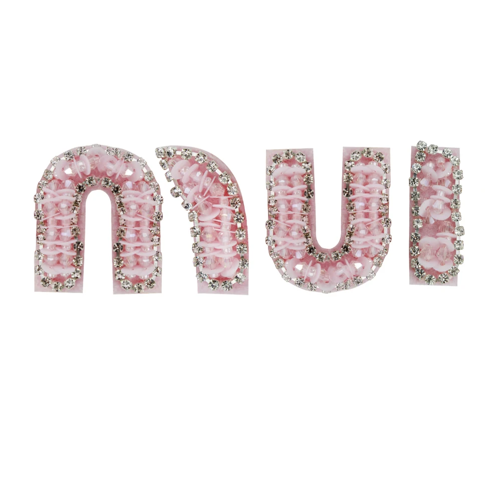 1set Rhinestones Beaded Sequin Sew on Patches for Clothing Decor Alphabet n I Applique English Letter Patch DIY Craft Supplies