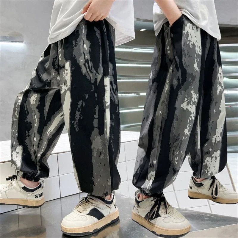 

Fashion Kids Boys Thin Harem Pants Summer Children Casual Loose Anti-mosquito Pants Outside Wide Leg Trousers 6 8 10 12 14 Year