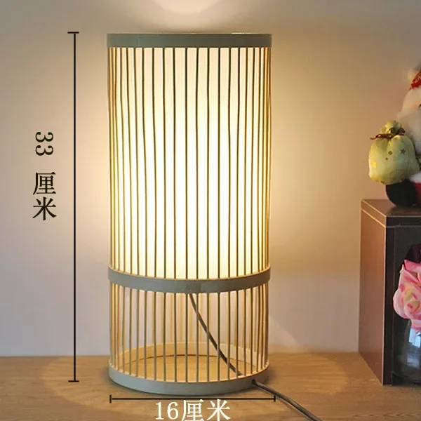 Vintage Bamboo Table Lamps Handmade Wooden Desk Lamp for Living Room Bedroom Decoration Creative Bedside Lamp