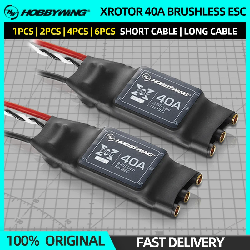 1/2/4/6PCS Hobbywing XRotor 40A Brushless ESC 2-6S Lipo No EBC X-Rotor Speed Controller For RC FPV Airplane UAV Drone Quadcopter