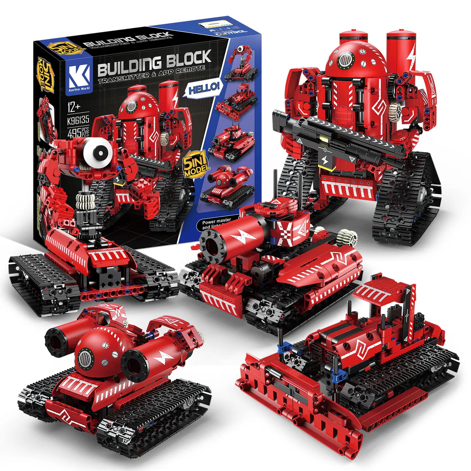 

2025 New 5-in-1 Programmable Building Blocks Kit with 2.4G Wireless & Blue-tooth for STEM Education