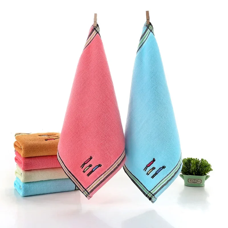 2pcs/lot Pure cotton square towel 33*33cm Kindergarten baby wash face towel children towel with hook household daily necessities