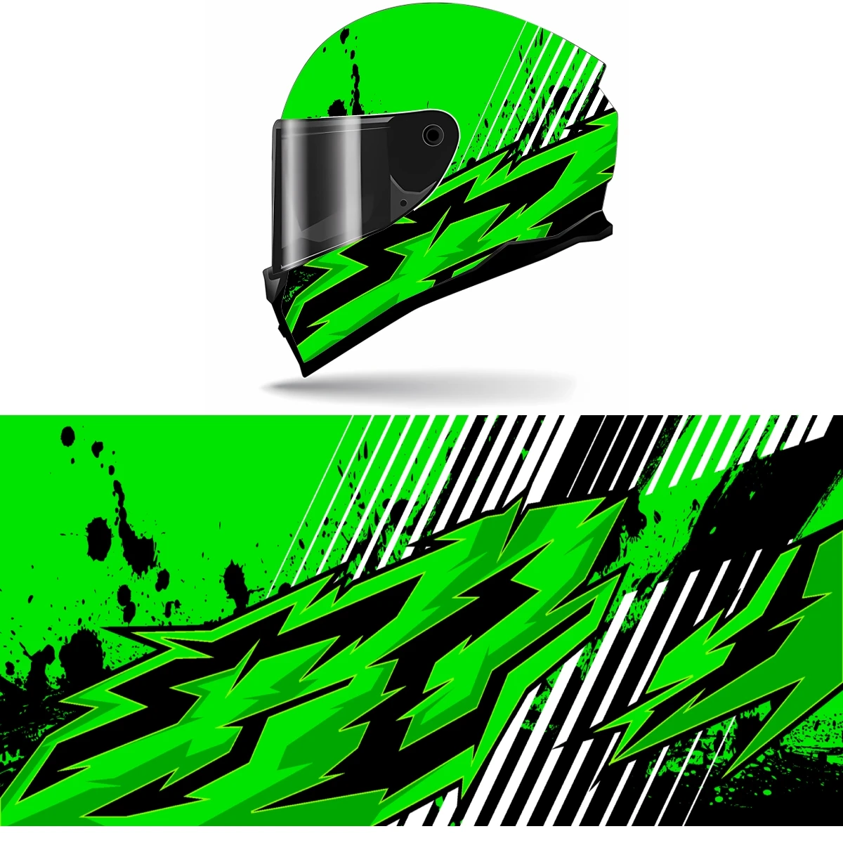 

Green stripes irregular pattern Motorcycle Helmet Stickers Self Adhesive Racing Custom Helmet Decal Wrap Vinyl Decal Stickers