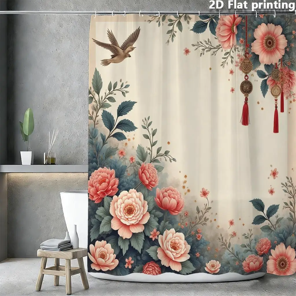 Watercolor Floral Botanical Shower Curtain for Bathroom Decor Luxury Vintage Tropical Nature Print Shower Curtain Liner