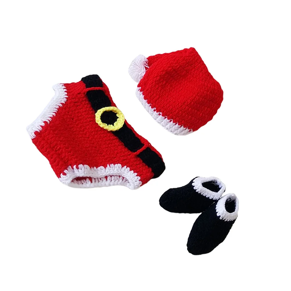 

3Pcs Newborn Photography Costume Set Christmas Theme Infant Outfits Warm Baby Photo Props for Holiday Party Hundred Days