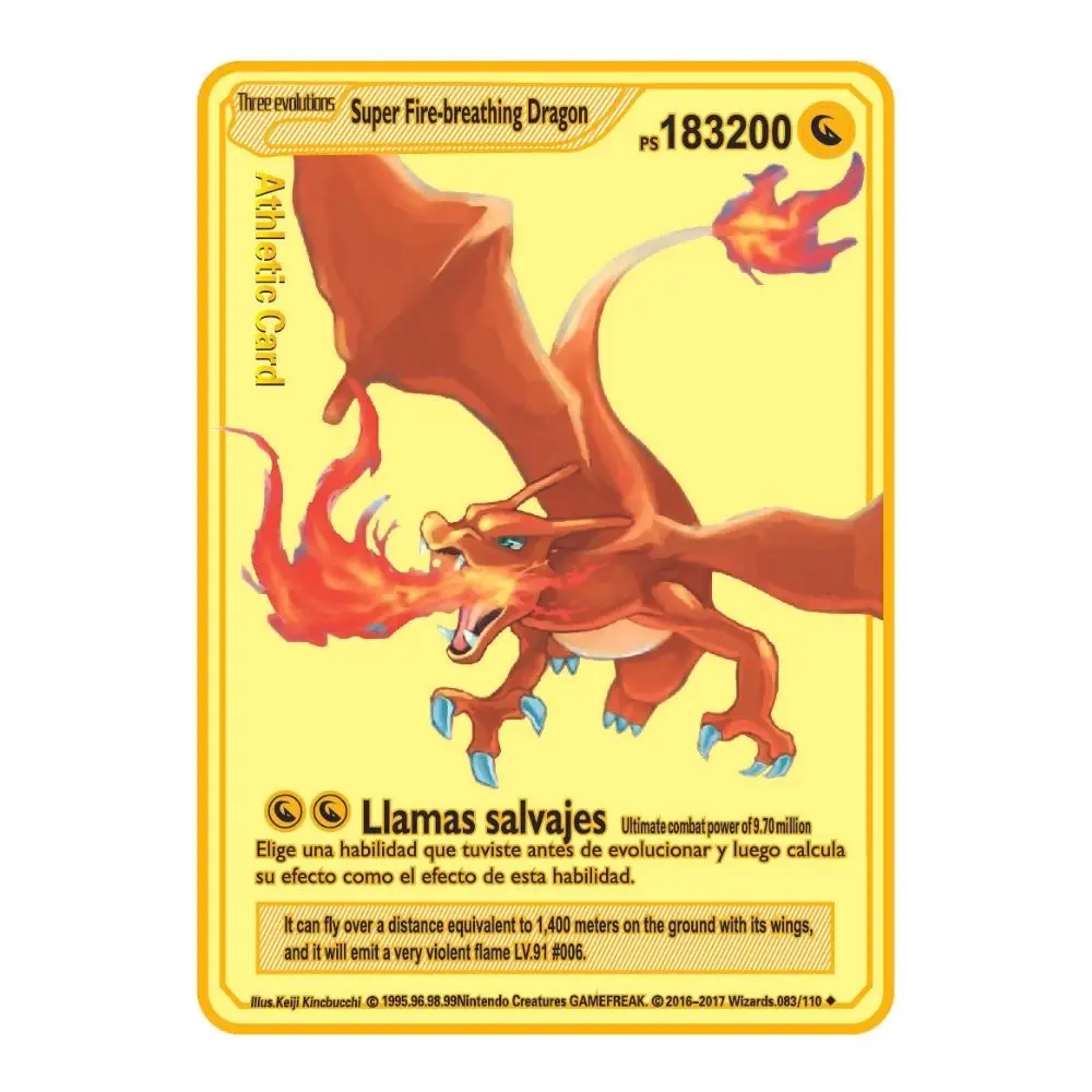 Cartas de metal Pokémon gx vmax de 10000 puntos, charizard, edición limitada dorada, regalo para niños, colección de juegos