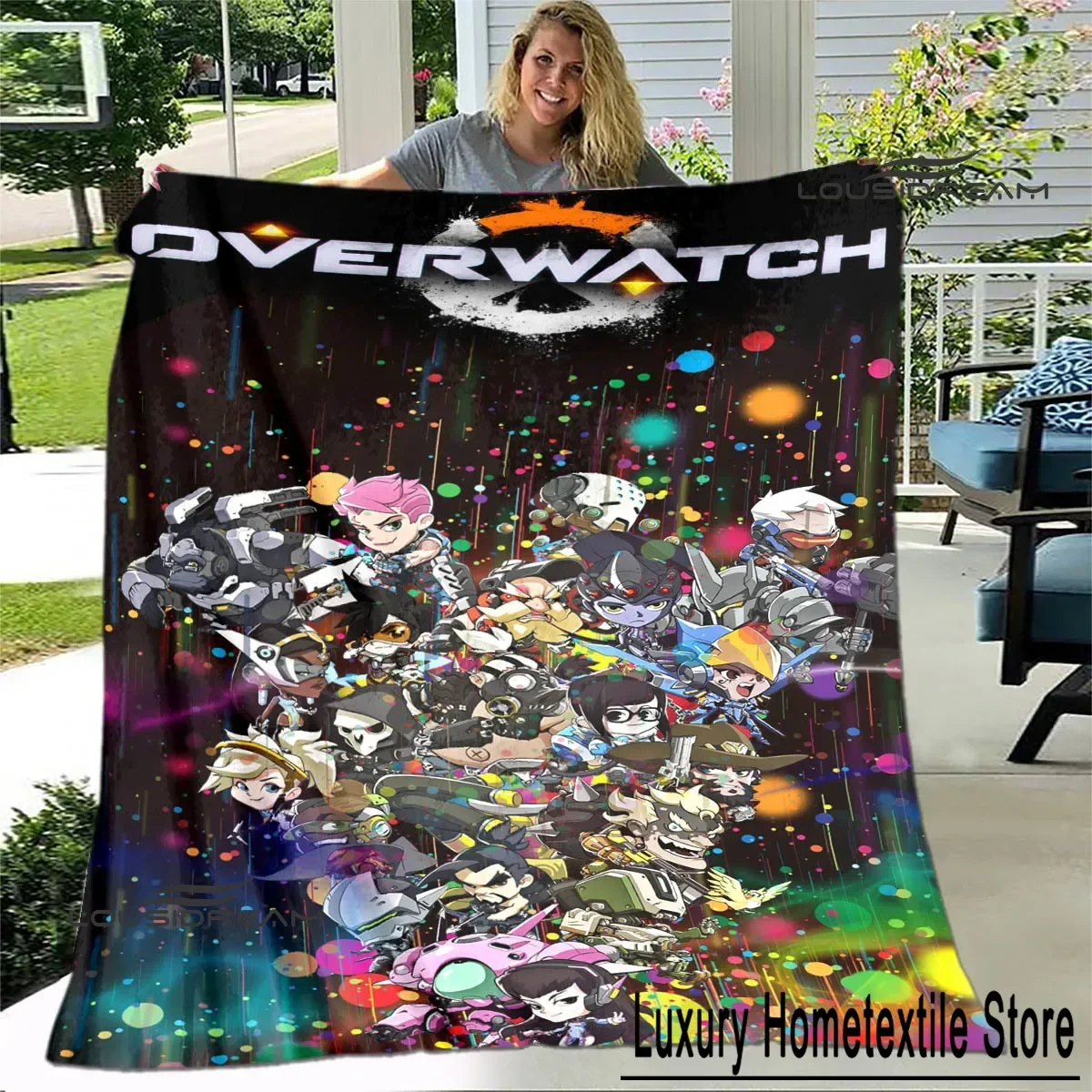 Game Overwatch printed blanket Flange Warm blankets picnic Soft and comfortable cubre cama Birthday Gift