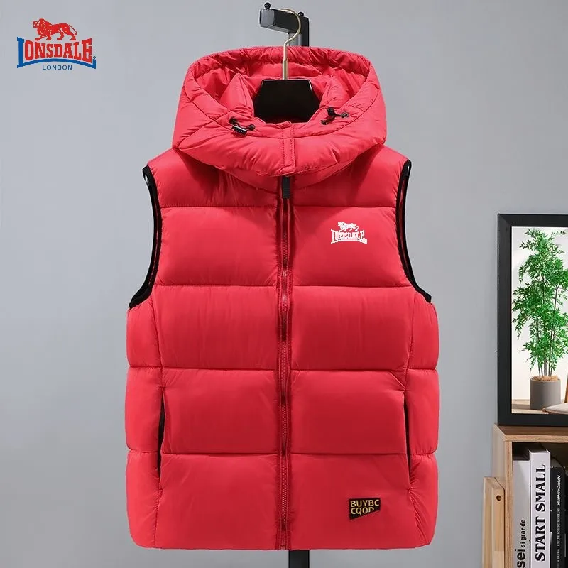 

New autumn and winter high-quality sleeveless hooded vest men's fashionable and casual windproof and warm versatile top