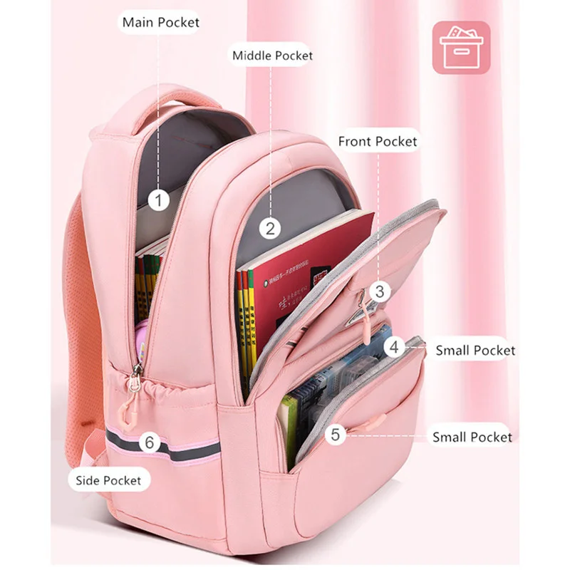 school bags for boys large capacity book bag high reflective luminous backpack Elementary student black pink