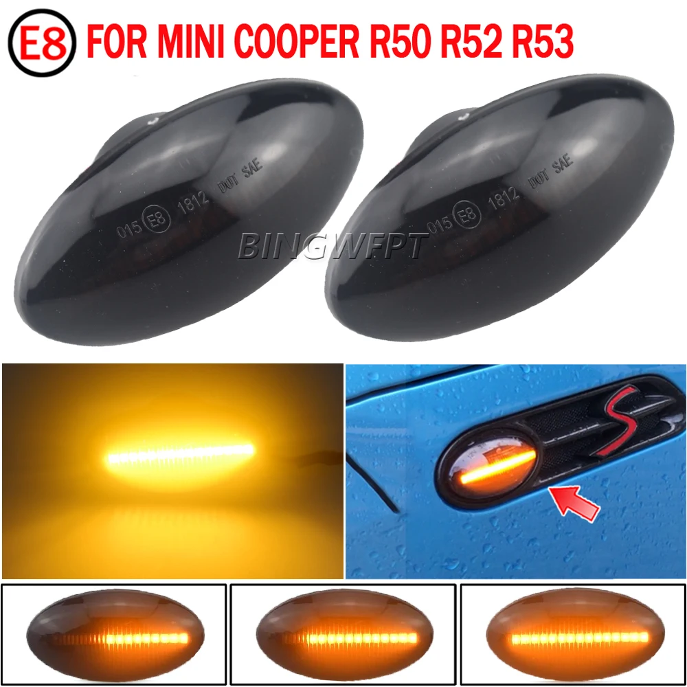 For BMW MINI Cooper R50 R52 R53 Dynamic LED Side Marker Light Sequential Turn Signal Lamp 2002 2003 2004 2005 2006 2007 2008